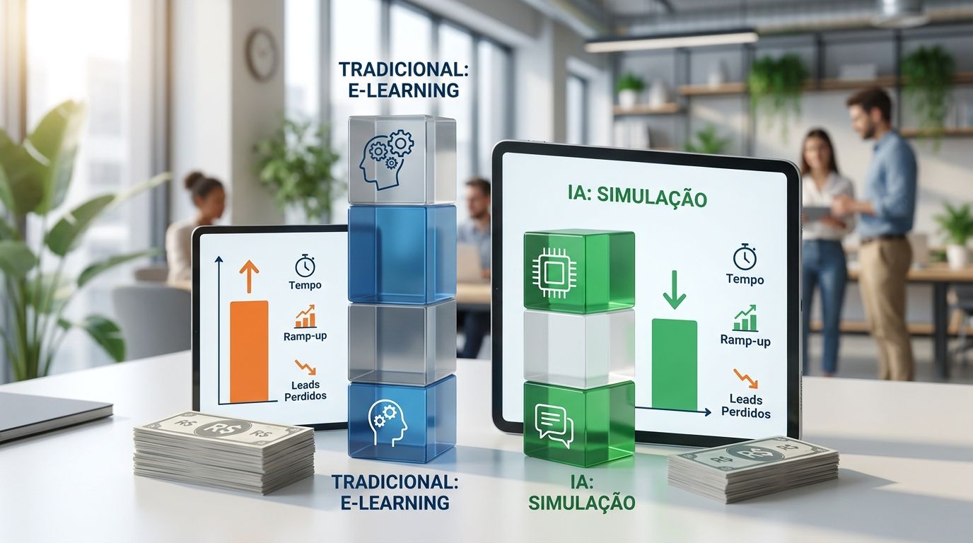 Quanto custa treinar um SDR: simulação com IA x e-learning tradicional