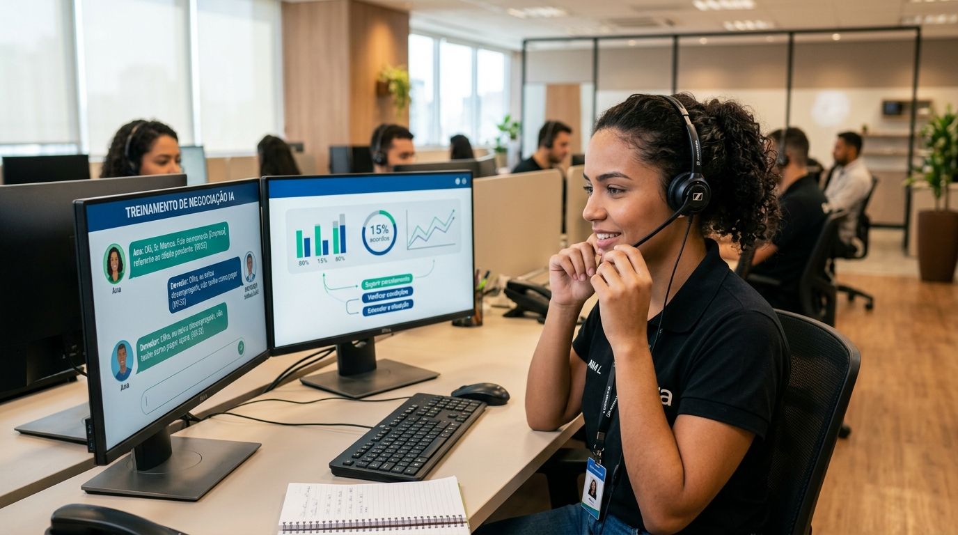 Treinar negociação de cobrança em call center sem queimar clientes reais